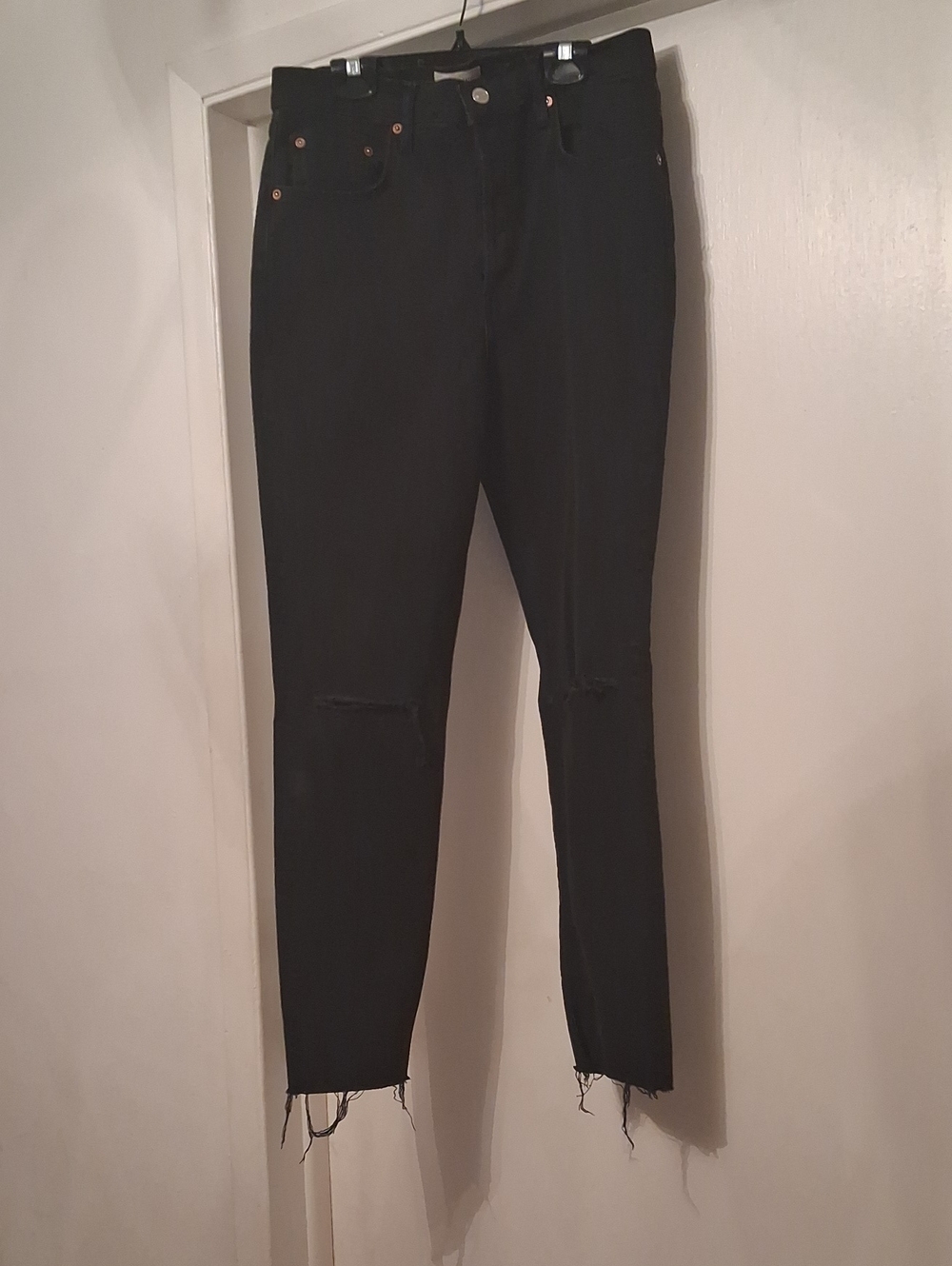 We The Free BlackHigh-Rise Distressed Women's Jeans With Holes At The Knee